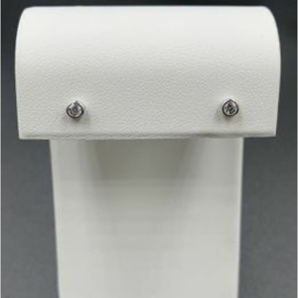 10K White Gold Cubic Zirconia Stud Earrings 3mm